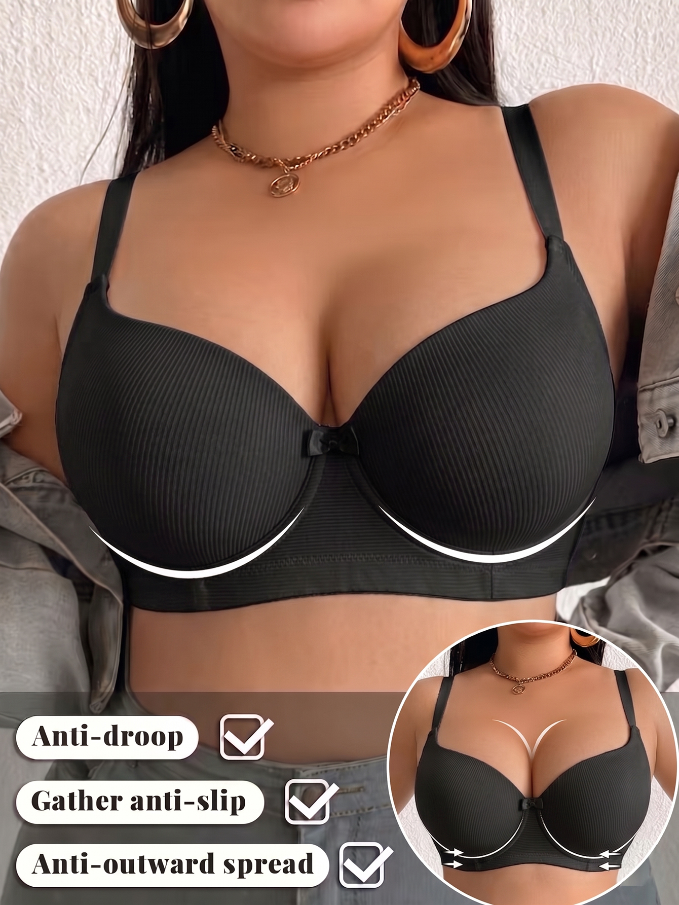 Plus Size Women Bra Thin Cup U - Underwire Bra Padded incelemesi ve fiyatı