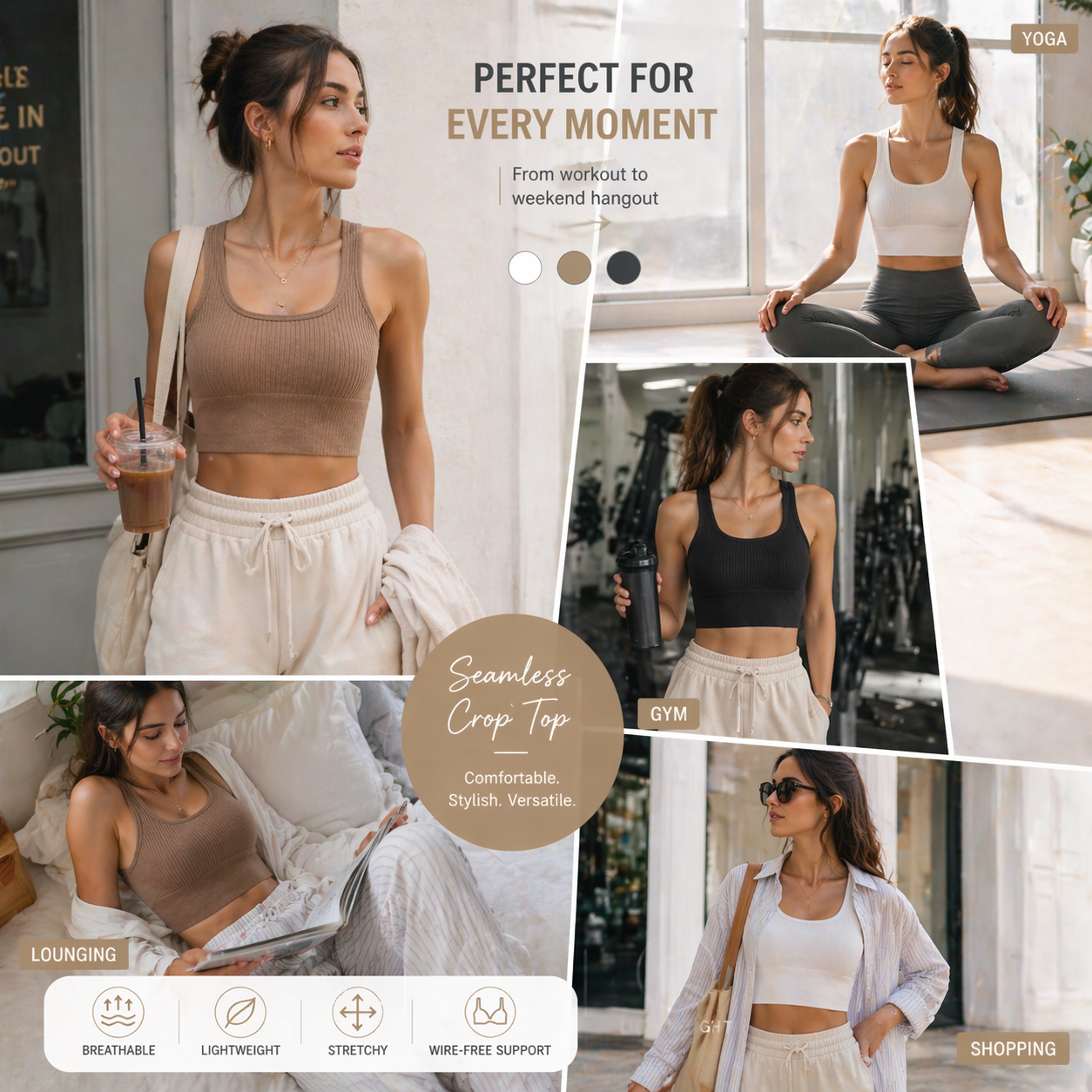 Women Seamless Ribbed Crop Top - T Shirt Bra Seamless incelemesi ve fiyatı