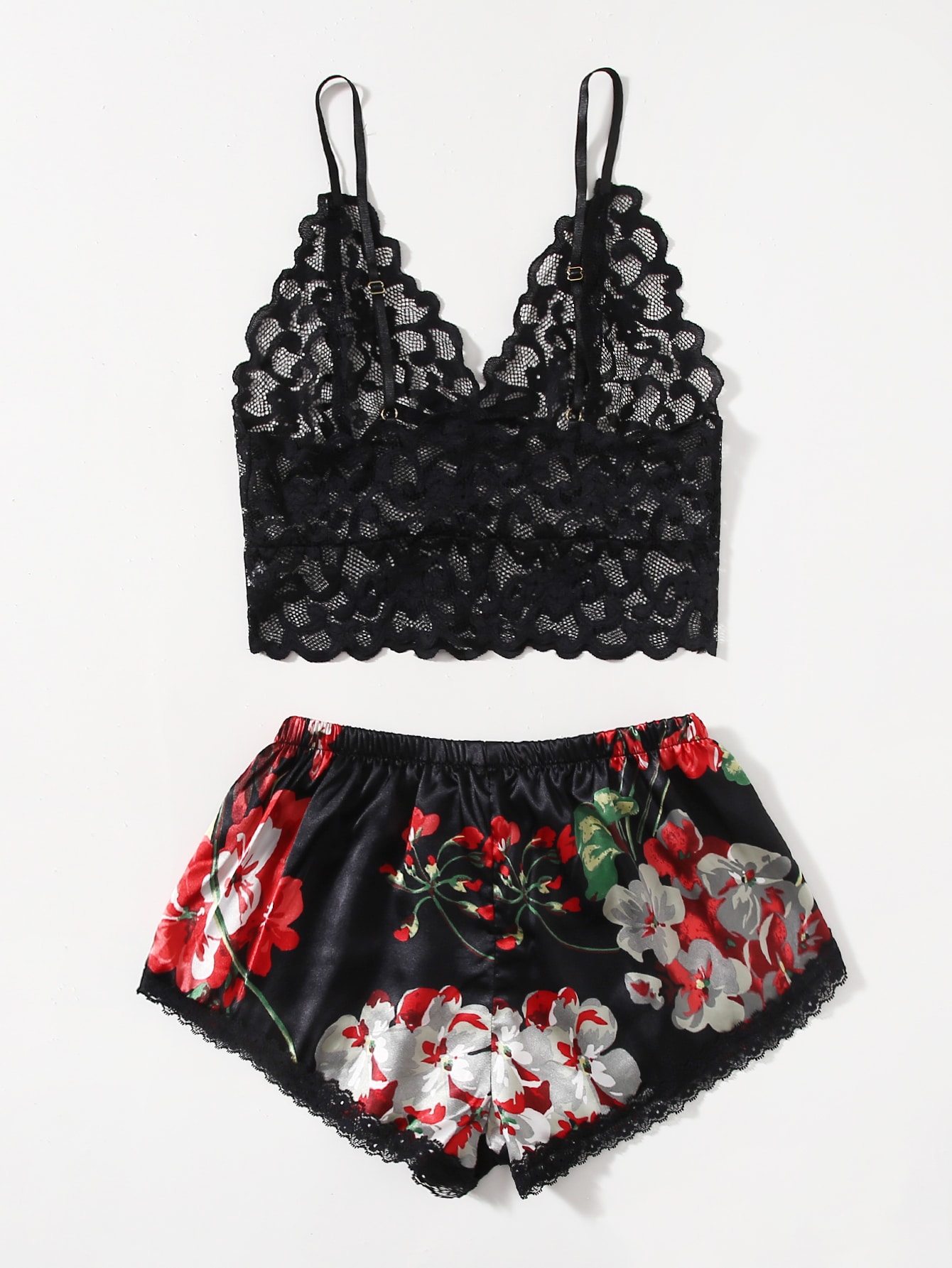 Floral Lace Pajama Set for Wom - Lace Bralette Set incelemesi ve fiyatı