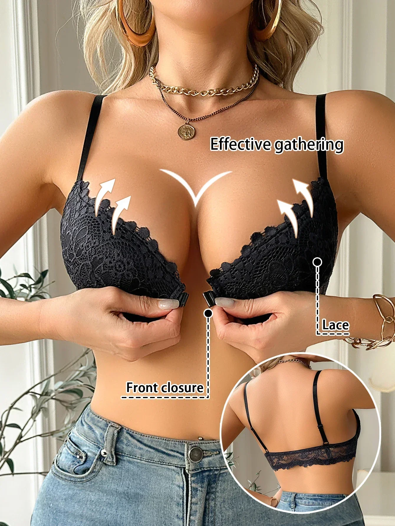 Women's Lace Front Clasp Push  - Cotton Bra Everyday incelemesi ve fiyatı
