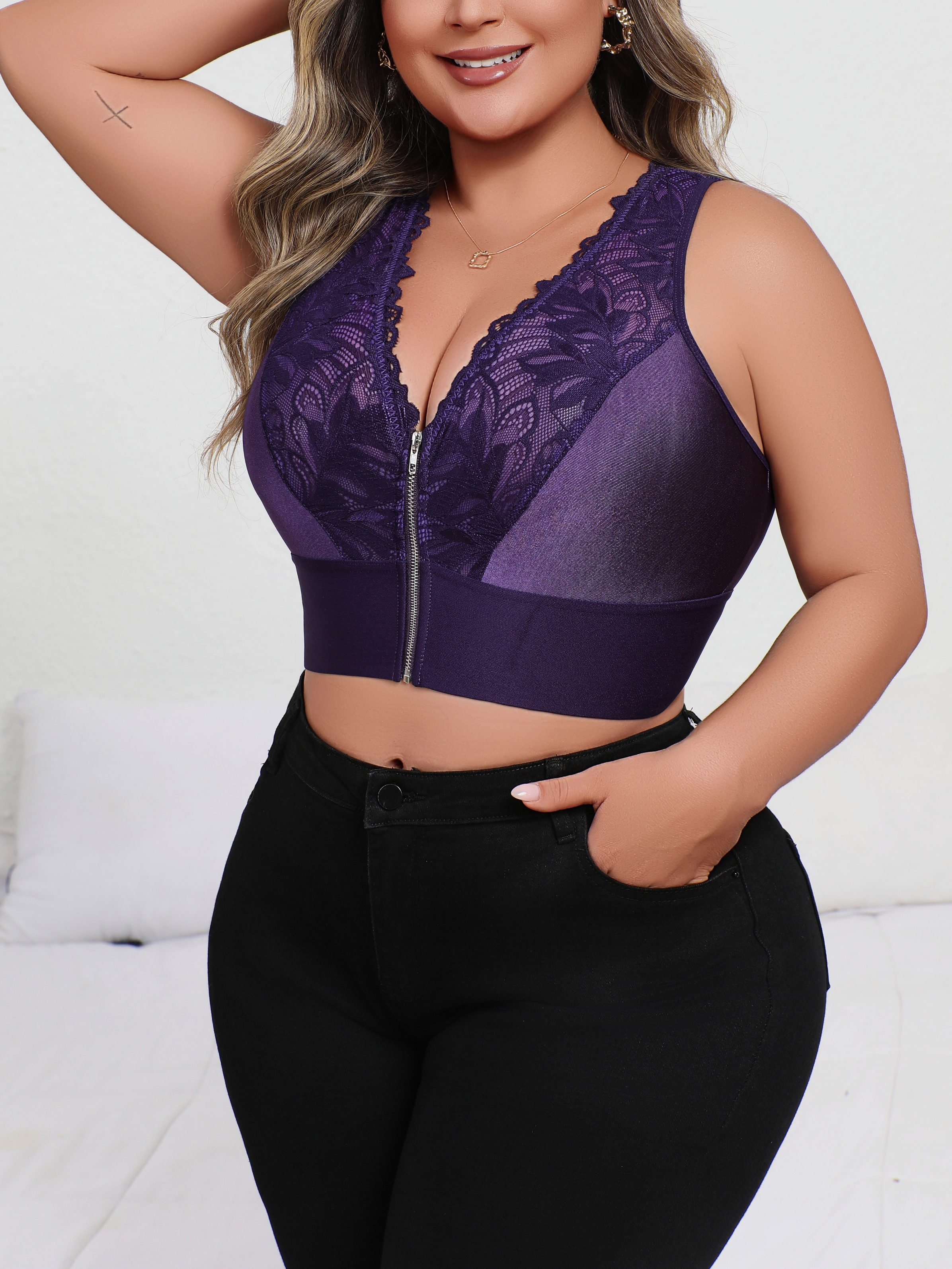 New Arrival Plus Size Sexy Pur - Plunge Bra Push Up incelemesi ve fiyatı