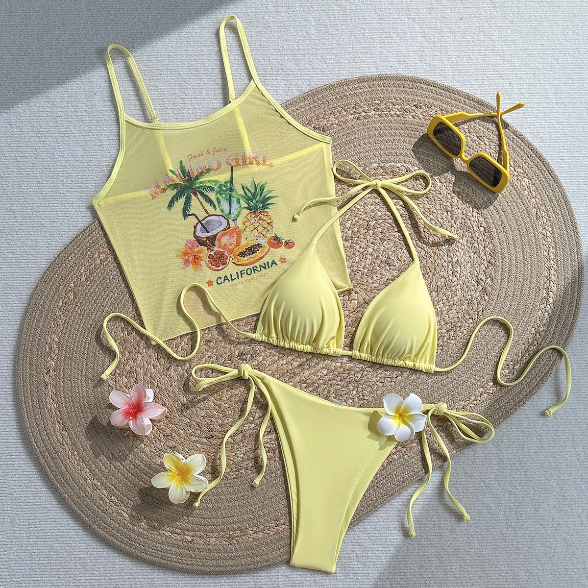 Fruit Print Bikini Bra Top Pas - Sheer Mesh Bra incelemesi ve fiyatı