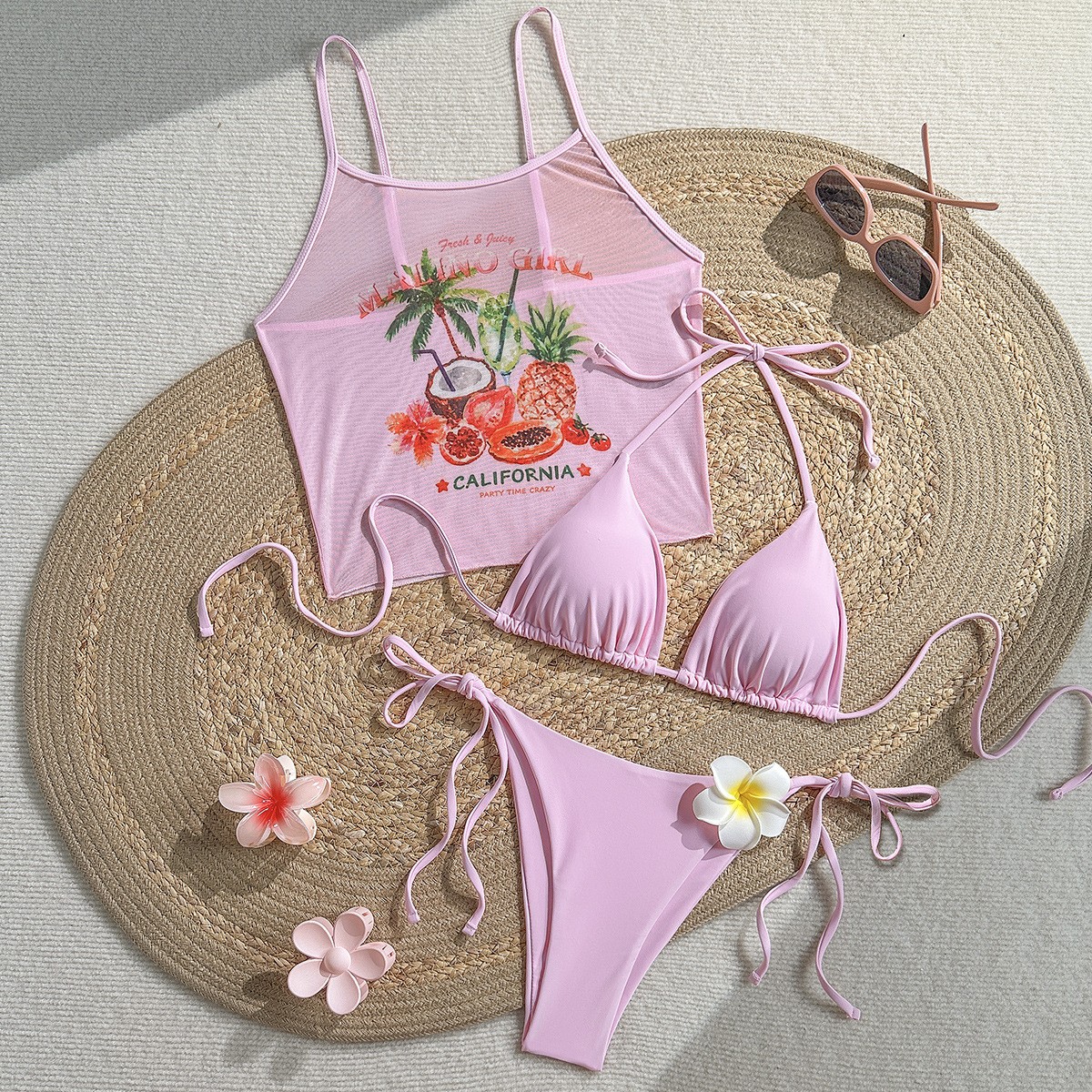 Fruit Print Bikini Bra Top Pas - Sheer Mesh Bra incelemesi ve fiyatı