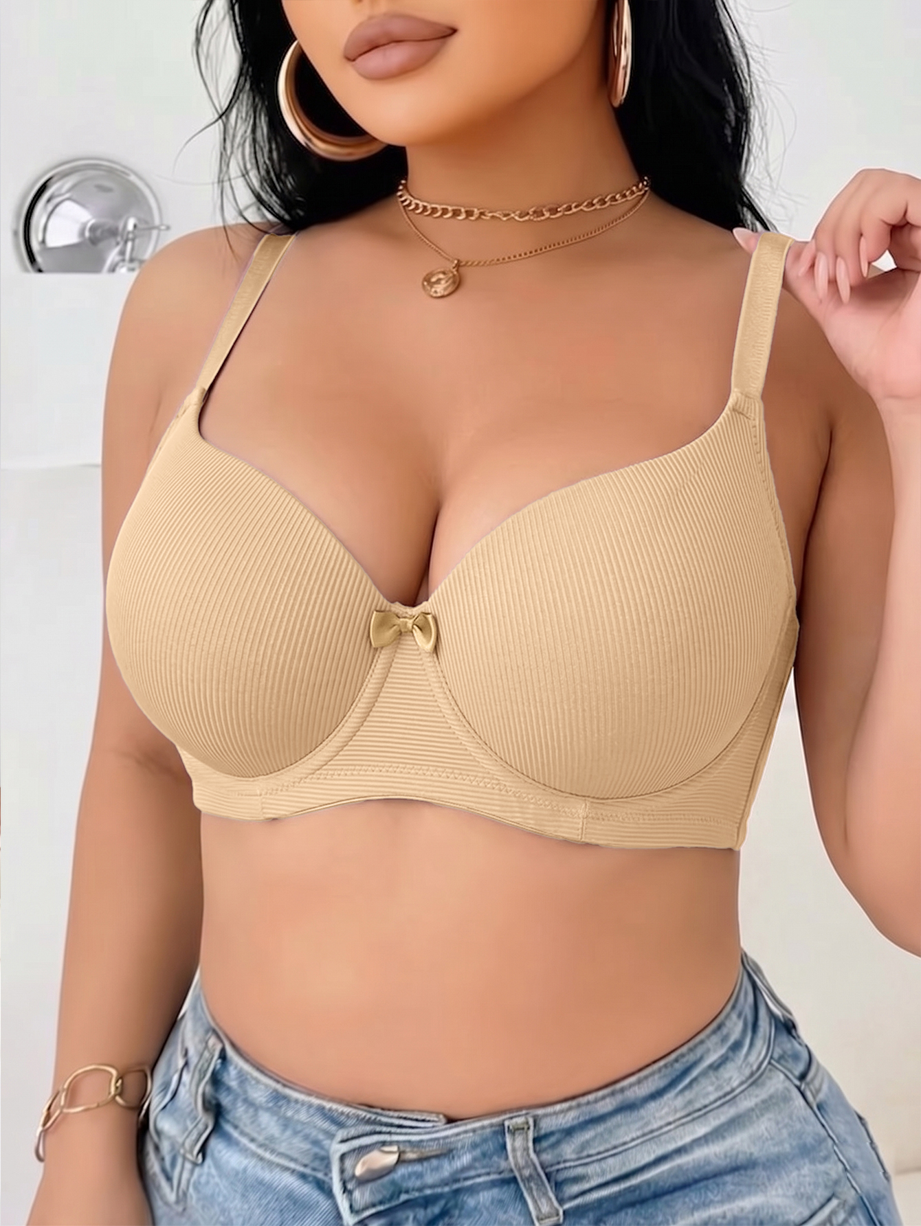 Plus Size Ribbed Women Bra Thi - Underwire Bra Padded incelemesi ve fiyatı