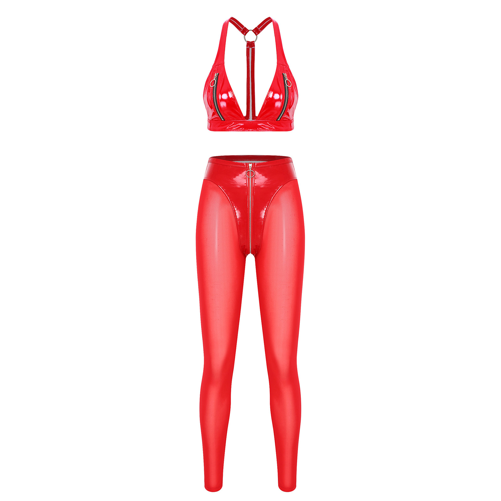 Women Glossy Patent Leather Ou - Sheer Mesh Bra incelemesi ve fiyatı