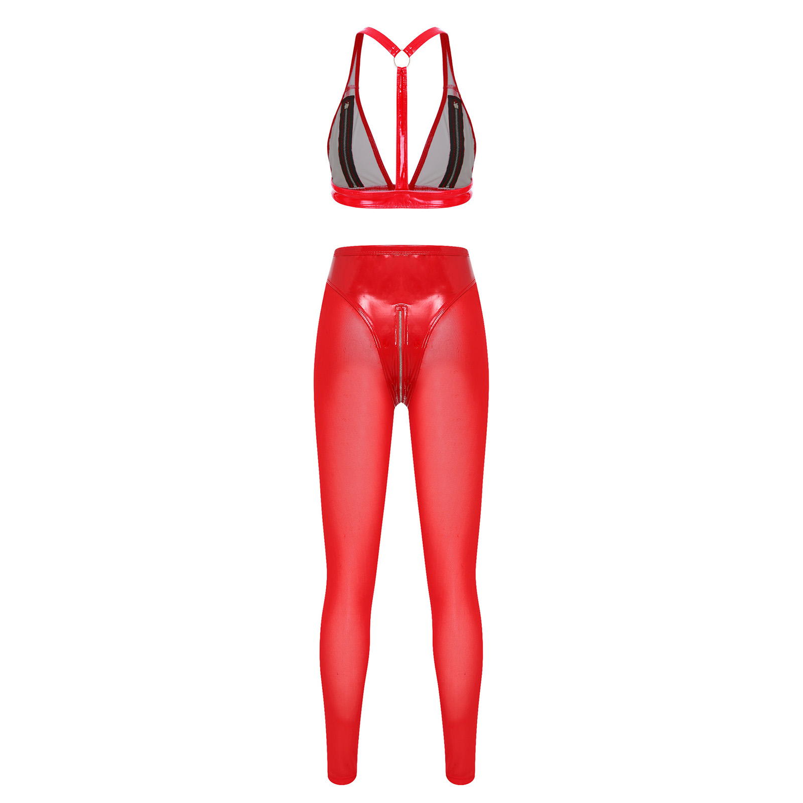 Women Glossy Patent Leather Ou - Sheer Mesh Bra incelemesi ve fiyatı