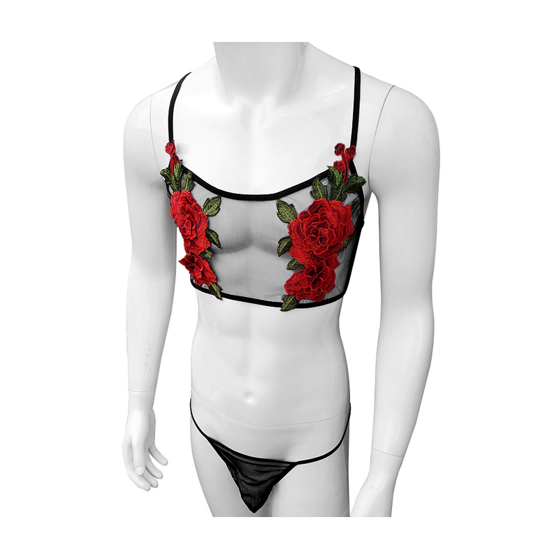 Sexy Embroidery Mens See Throu - Sheer Mesh Bra incelemesi ve fiyatı