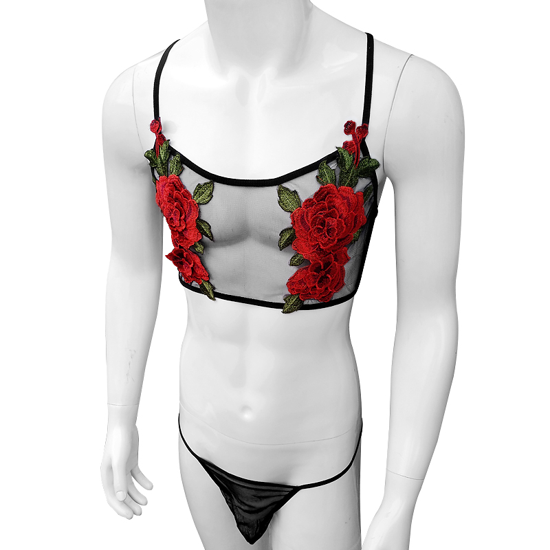Sexy Embroidery Mens See Throu - Sheer Mesh Bra incelemesi ve fiyatı