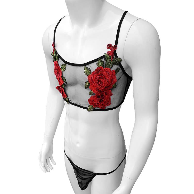 Sexy Embroidery Mens See Throu - Sheer Mesh Bra incelemesi ve fiyatı