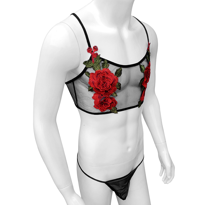 Sexy Embroidery Mens See Throu - Sheer Mesh Bra incelemesi ve fiyatı